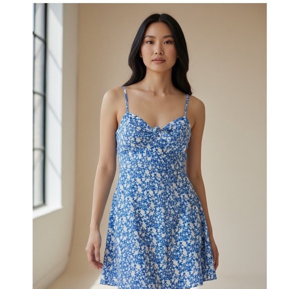 GB Gianni Bini Women's Blue and White Spaghetti Strap Small Mini Derby Dress - Picture 13 of 13